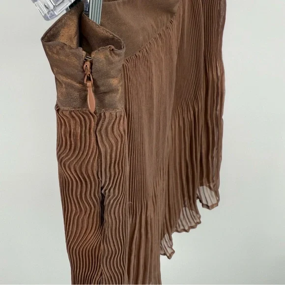 i jeans by Buffalo Accordion Pleated Copper Brown Mini Skirt Lined Size 10 - Picture 8 of 8